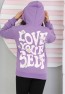 LOVE YOUR SELF BASKILI KAPŞONLU SWEATSHİRT