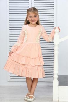 ÖNÜ DANTEL DETAYLI UZUN KOL ELBİSE