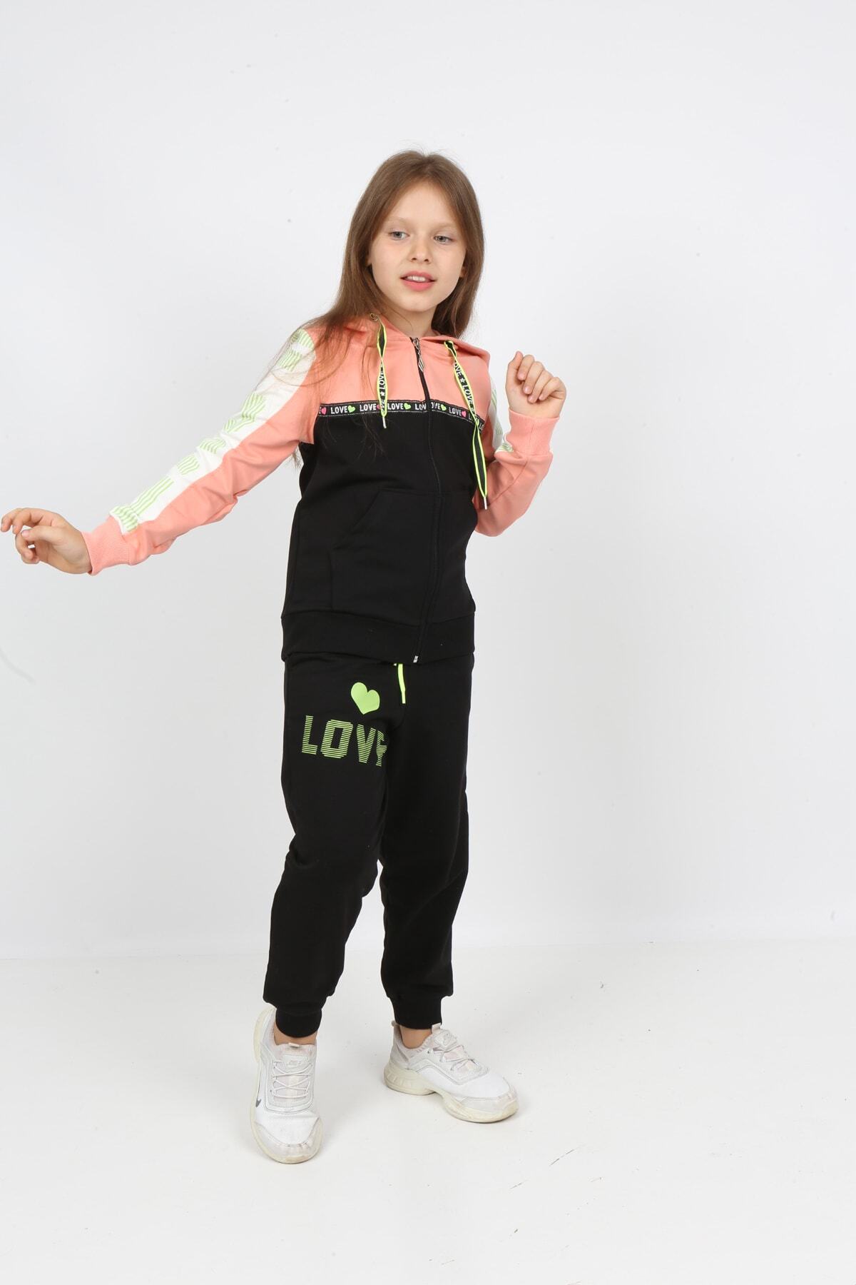 طقم بدلة رياضية بغطاء للرأس وسحاب للأطفال من I&k Şımarık Kids
