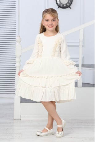 LANGÄRMELIGES KLEID MIT DETAILIERTER SPITZE VORNE