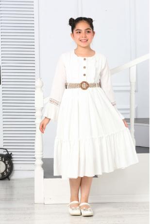 KELLNERKLEID MIT SILBERTEM STOFF, GÜRTEL, KNÖPFEN, ÄRMELN UND SPITZENDETAILS