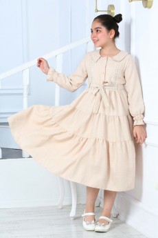 İNCİ DÜĞMELİ BURODE APLİKELİ KUŞAKLI GARSON BOY ELBİSE