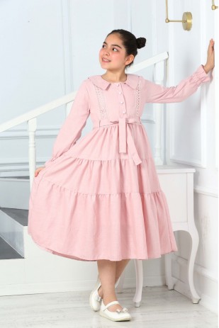 İNCİ DÜĞMELİ BURODE APLİKELİ KUŞAKLI GARSON BOY ELBİSE